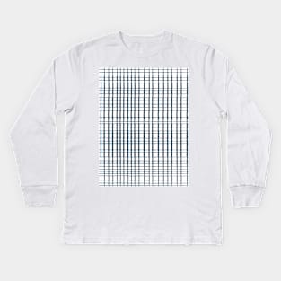 Modern Thin Blue Lines Crosshatch Kids Long Sleeve T-Shirt